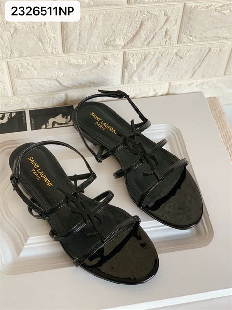 yves saint laurent black sandals|ysl flat sandals women.